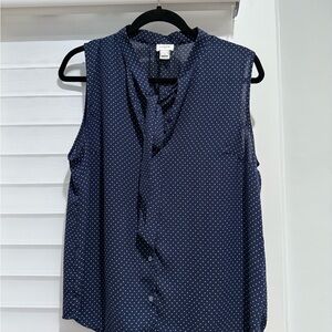 Navy Polka Dot Sleeveless Blouse